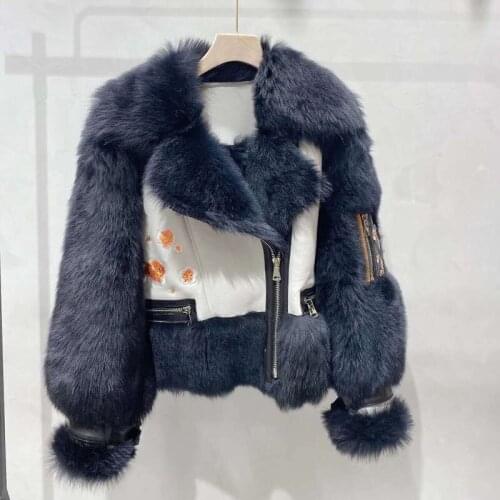 Women Coat Winter Short Clothes 2021 New Arrival Thick Warm Natural Real Sheep Fur Jacket Long Sleeves Printed Patterns + FN0074