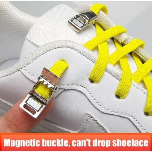1 Pair / Elastic Shoelace Magnetic Metal lock Man And Woman General No Tie Shoelaces Fashion Sports Leisure Walking Lazy Lace