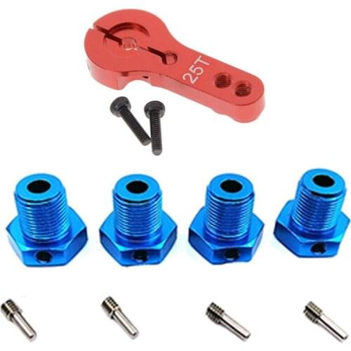 1Pcs 25T 35Mm Teeth Tooth Steering Half Servo Arm Horn & 1 Set Rc Car Alum Wheel Hub Nuts 17Mm Hex Nuts Threadlock