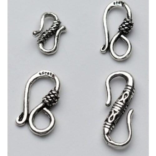 100% 925 Sterling Silver S Connection Clasps High Quality Multi Size Necklace Bracelets Clasp Hooks DIY Jewelry Making Charms