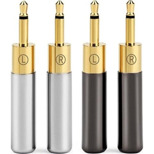 Hifi 2.5mm Jack 3/32" Audio Plug Mono Male Headset Adapter Gold Plated For HD700 HE400i Headphone Solder Connector Black Silver