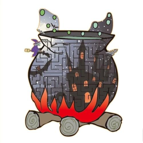 Halloween Puzzle Primary Level Jigsaw Eco-Friendly Wooden DIY Decorative Painting 3D Pegged Puzzle Children Adults Gift