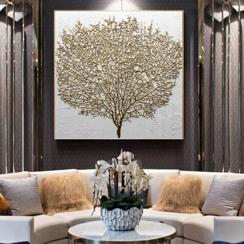 Abstract Painting Art Golden Tree Wall Art Pictures Wall Art Canvas Painting Decorative Paintings for Living Room Home Decor