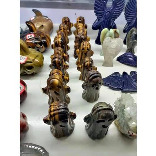 African natural quartz crystal energy carving reiki spooky ghosts.Agate raw stone. Square monument healing