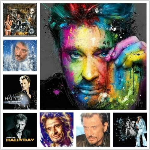 Diy Diamond Embroidery Johnny Hallyday Icon Rhinestones Cross Stitch Kits Mosaic Handicrafts 5D DIY Diamond Painting gift WG794