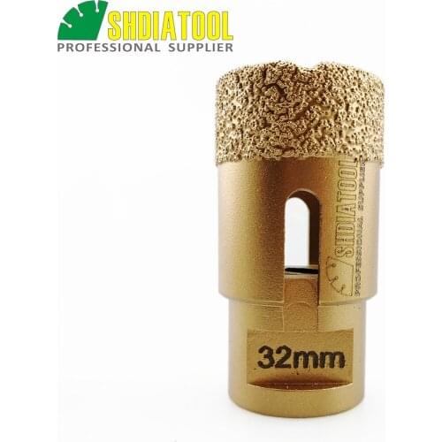 SHDIATOOL Dia32mm Vacuum brazed diamond drilling core bits with 15MM Diamond height hole saw M14 Thread Drill bits