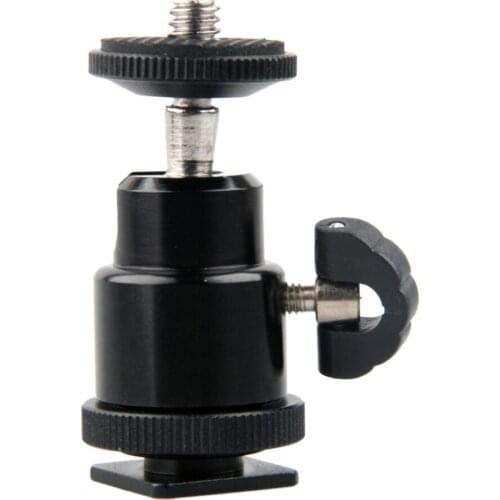 Andoer Aluminium Alloy Mini Ball Head 1/4" Standard Screw Hole Mount with Flash Shoe For DSLR SLR Digital Camera Mini DV Monitor