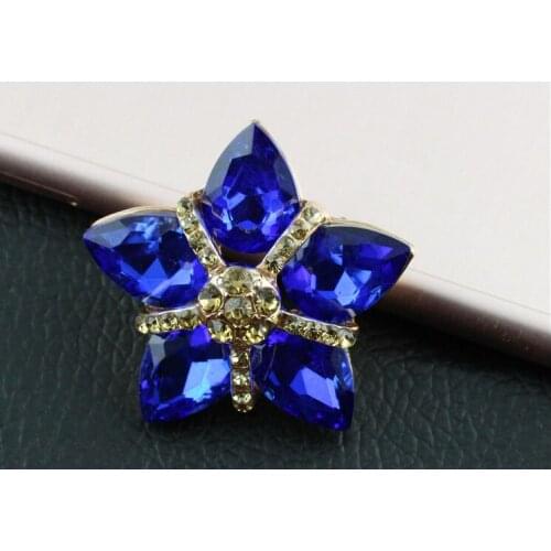 Free shipping 5pcs/lot Blue Crystal high-grade mink garment button cashmere coat buttons 35mm diamond decorative button