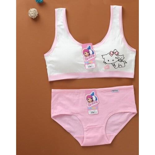 Girls bra suit vest style cartoon cotton childrens bra development period double bra underwear girls underwear teenage