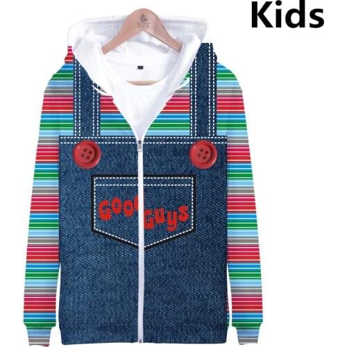 2 To 13 Years Kids Hoodies The evil Good Guys toy 3D Print Hoodie Sweatshirt Boys Girls halloween Chucky Jacket Children Clothes