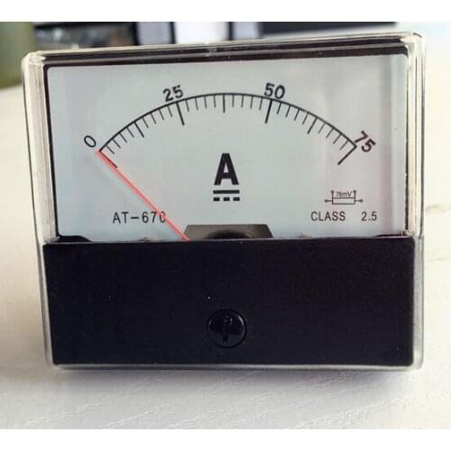 DH-670 AT-670 DC 0-75A Analog Amp Panel ammeter pointer type current meter panel