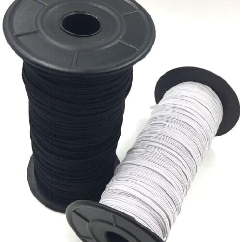 10 Yards Black Braided Elastic 1/8" (3mm) Elastics New