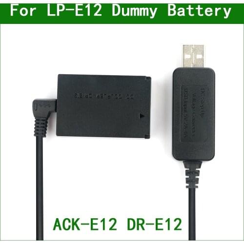 LP E12 LPE12 ACK-E12 DR-E12 Dummy Battery&DC Power Bank USB Cable for Canon EOS M M2 M10 M50 M100 M200 5V USB Charger Cable