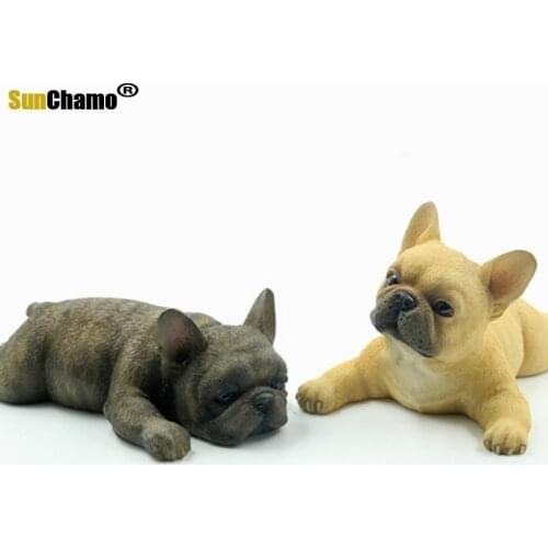 Simulating French Bulldog Model Crouching Dog Playing with Resin Dog Model Interior Figurines Miniatures Home Decoration Crafts