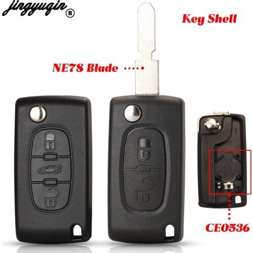Jingyuqin 2/3 Buttons Flip Remote Car Key Shell Case Replacements Fob For Peugeot 406 607 Fit Citroen Uncut NE78 Blade CE0536