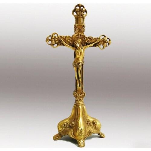 Collection of high quality brass sculptures Christian Jesus cross statue