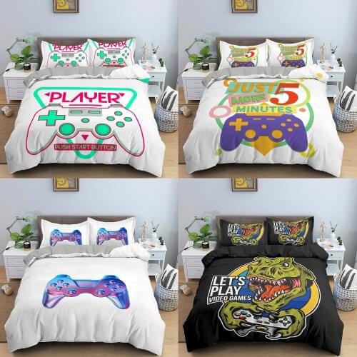 3D Gamer Duvet Cover Set Cartoon Cute Bedding Kids Bedding Set 2/3 Pcs Black Quilt Cover Comforter Cover Adult Bedding Set