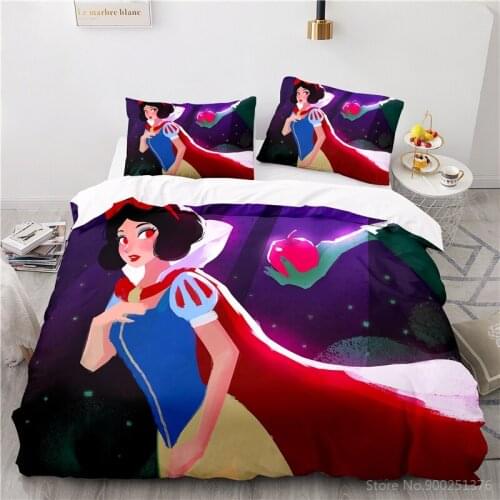 Disney Cartoon Film Snow White Princess Bedding Set Queen King Size Duvet Cover Set Soft Comforter Cover Pillowcase Home Textile