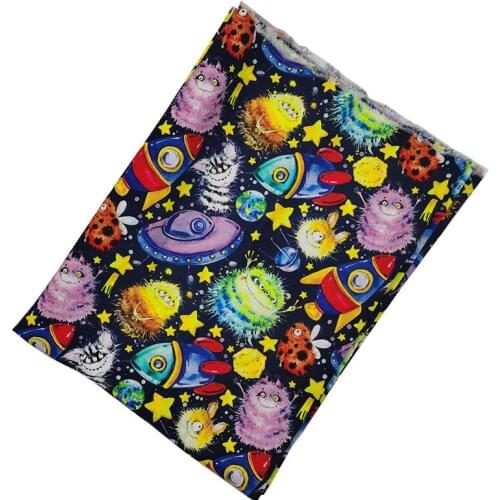 Beautiful Aircraft Cotton Fabric Spaceship Star Flying Saucer Printed Cloth Patchwork Sewing Material Diy Childrens Clothing
