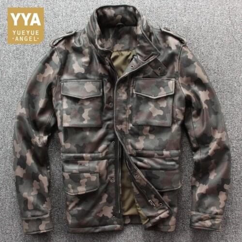 Army Green Mens Genuine Leather Jackets Autumn Biker Pilot Leather Jacket New Design Winter Coat Men Jaqueta Masculina XXXL