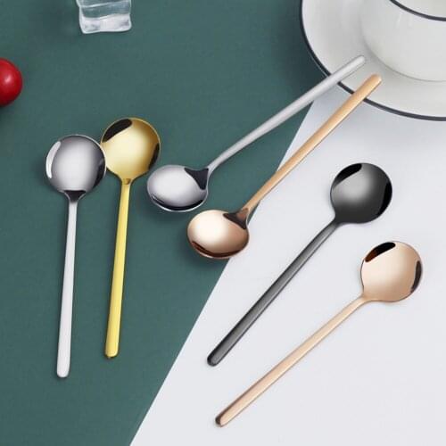 Hot Round Shape Ice Cream Spoons Ice Teaspoons Stainless Steel Spoon Mini Watermelon Spoon Home Coffee Mixing Spoon 17cm Length