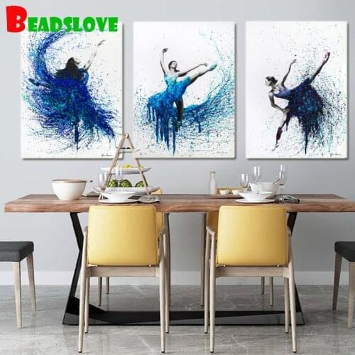 Wings girl store diamond painting Abstract Colorful Dancing diamind painting box mosaic embroidery full square round drill 3 pcs