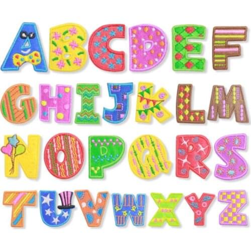 10 pcs Alphabet Letters Embroidered Patches Iron On Fashion Motif Applique Hat Bag Shoe Kids Name Decor Embroidery Accessory