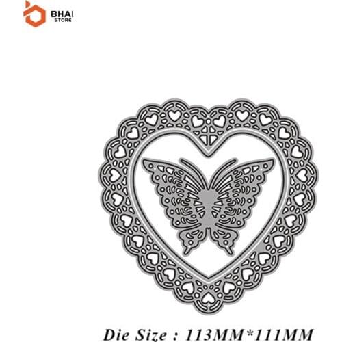 2021 New Metal Cutting Dies Heart-Shaped Butterfly Lace Frame Stencils For DIY Scrapbooking Cards Decor Craft Embossing Die Cut