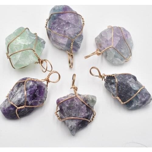 2021New fashion good quality natural fluorite stone Irregular pendants for jewelry accessories making 6pcs/lot Wholesale
