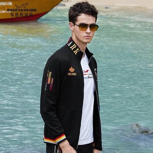 Bruce&Shark New Men Sport Wear Top Quality Baseball Mens Jacket Smart Causal Fashion Loose Men Sweatshirts Embroidery