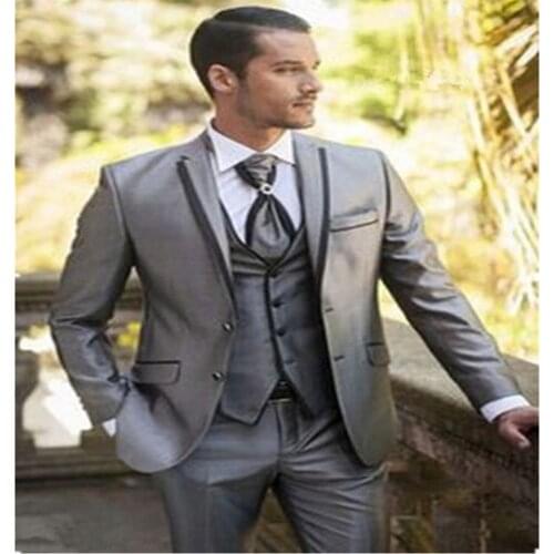 New Classic Men’s Suit Smolking Noivo Terno Slim Fit Easculino Evening Suits For Men Grey formal business warm groom wedding Bri