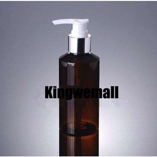 Wholesale 300pcs/lot Capacity 150ml Empty PET Brown Lotion Bottle with Press Pump For Cosmetic Packaging XCI13
