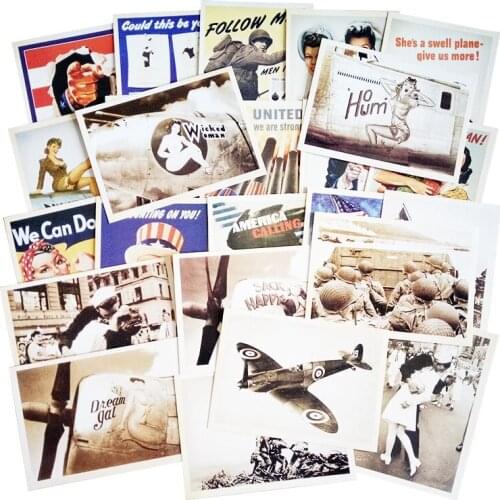 32 Pcs/Pack Vintage Style Post Card Movie Stars Poster Drawing Greeting Postcards Set Gift WW2 Military Theme Classic Card