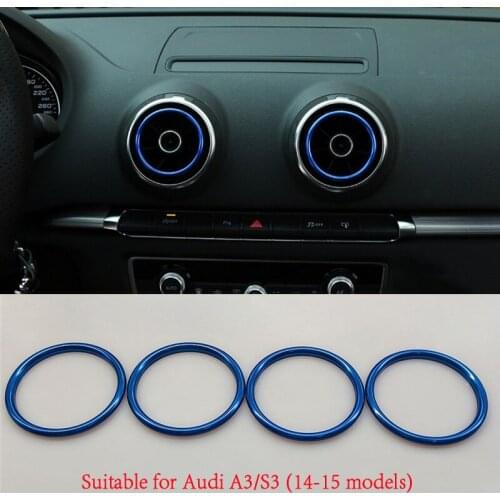 Suitable for Audi A3 14-20 S3 Car Air Outlet Decorative Cover Vent Decorative Ring Aluminum Alloy Decorative Sticker Car Shape