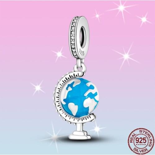 2021 New 925 Sterling Silver Globe Pendant Charm&Bead Fit Original Pandora Bracelet&Bangle Making Fashion Jewelry