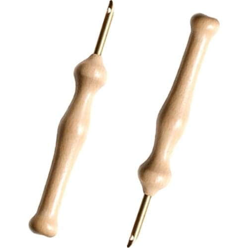 Durable Knitting Embroidery Needle Bold Large Craft Sewing Accessories Practical Punch Convenient DIY Wood Handle Weaving Tool