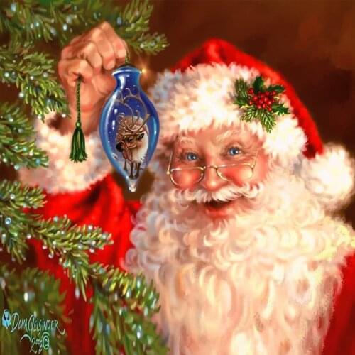 Christmas Wall Decor Diamond Painting Kerst 5D DIY Diamond Embroidery K006 Partial 30X30 Canvas Paper Bag Round