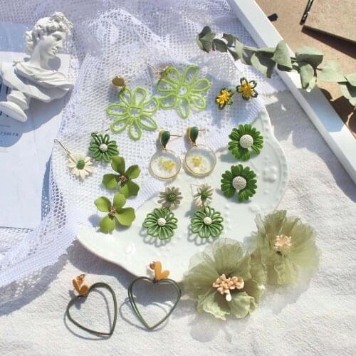 2021 Korean Geometric Pendant Earrings Multiple Drop Earrings Unique Design Daisy Flowers Resin Acrylic Shell Dangle Earring