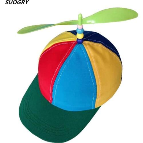Funny Adult Kids Propeller Baseball Caps Colorful Patchwork Brand Hat Propeller Bamboo Dragonfly Children Boys Girls Snapback