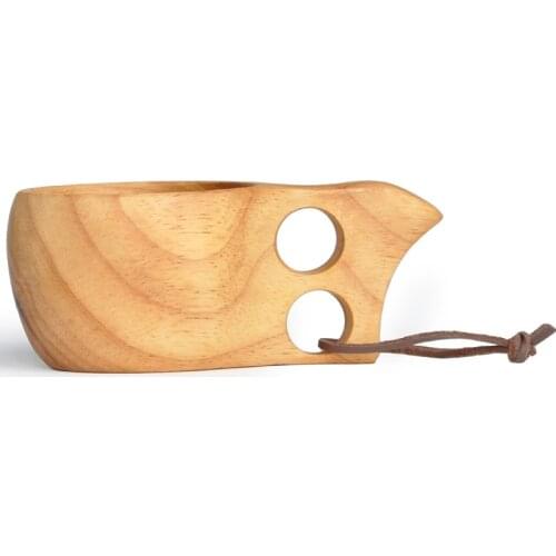 Double Hole Cup Finland Handmade Portable Wooden Cup for Coffee Milk Water Tourism Gift