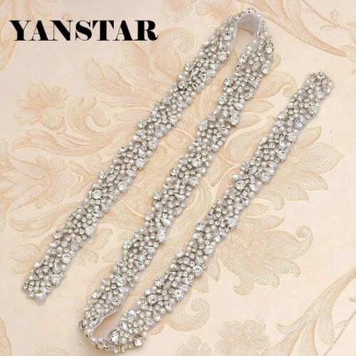 YANSTAR 10 Yards Wholesale Wedding Belt Rhinestones Appliques Rhinestones Trim Hand Sewing On DIY Bride Sashes YS880