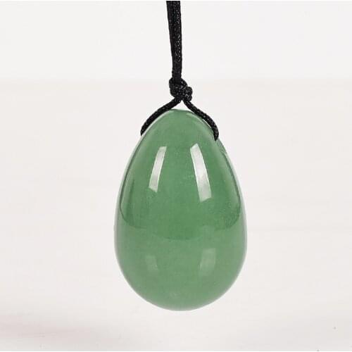 Jade Egg Drilled Natural Green Aventurine Yoni Egg 30x20MM crystal and mineral healing stone for women Kegel Exercise Reiki