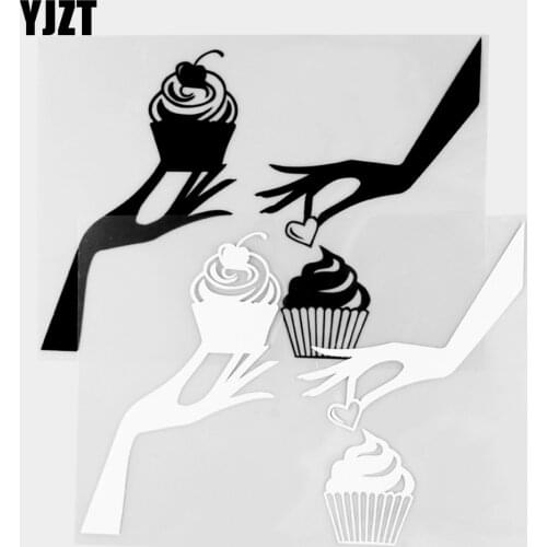 YJZT 17×12.5CM Personality Vinyl Decal Hand Held Cake High Quality Car Stickers Black / Silver 20B-0256