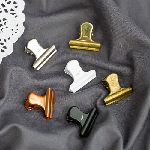 Retro Color Gold Brass Metal Paper Clips Binder Clips Clamps Office School Stationery Paper Document Clips Kawaii Stationery