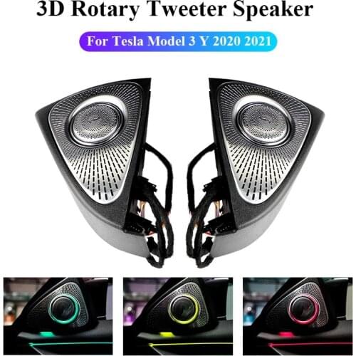 3D Rotation Glow Tweeter Speaker with 64 Colors Led Ambient Lights for Tesla Model 3 Y 2020 2021 Car Accessories
