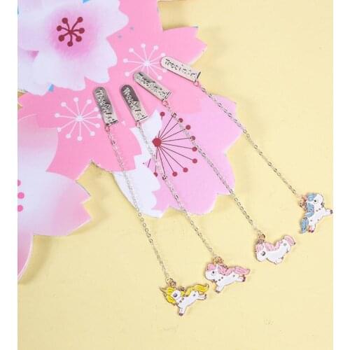 4Pcs/Set Cute Unicorn Pendant Bookmark Book Holder Message Card Gift Stationery Escolar Papelaria
