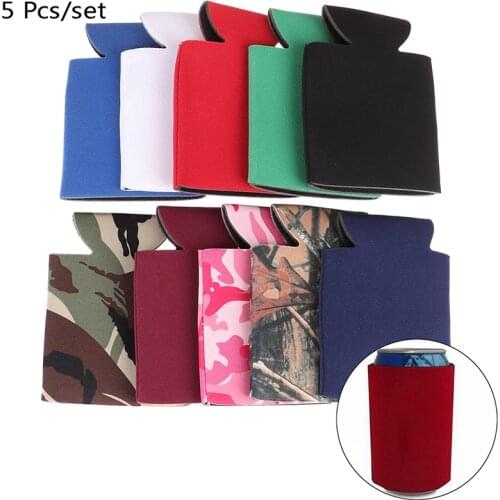 Beer Sleeves Camping Can Cup Soda Cover Neoprene Drink Cooler Portable Bottle Outdoor Sleeve for Party Wedding Birthday 5pcs