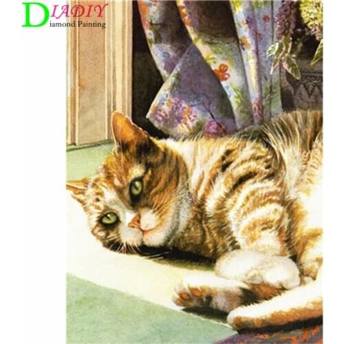 NEW Full Square Diamond Painting Cat 5D Diy Diamond Embroidery Animal Mosaic Picture Of Rhinestone Home Decoration Girl Hobby