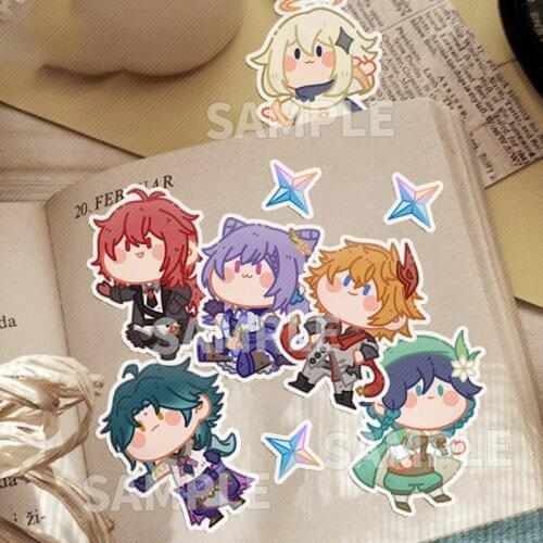 Anime Genshin Impact Tartaglia Zhongli Xiao Cartoon Sticker Family portrait Motorcycle Phone Travel Luggage Adhesive sticker