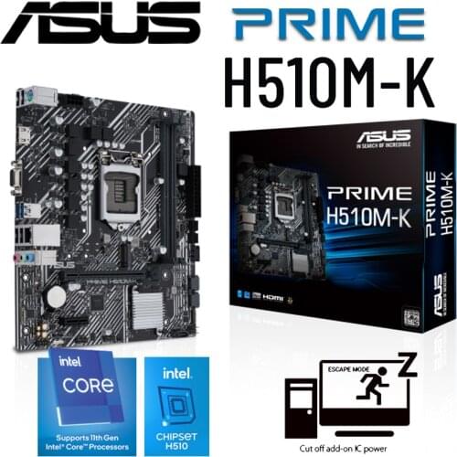 Asus LGA 1200 PRIME H510M-K H510 Motherboard PCI-E 4.0 2 DDR4 64GB 4 SATA III Micro ATX Motherboard 1200 USB3.2 Placa-mãe New